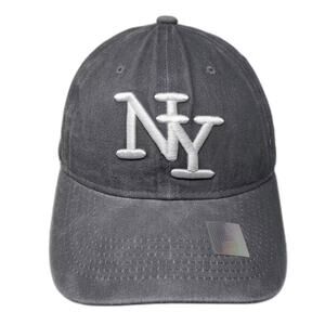 New League Baseball Cap Hat Gray White OS Embroidered NY Adjustable Slideback
